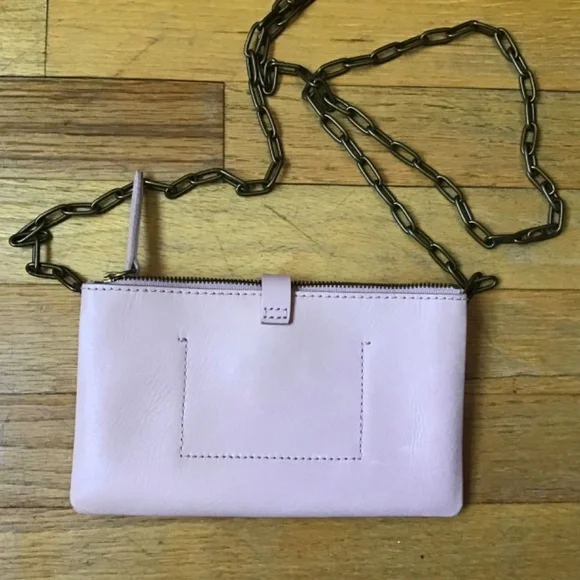 NWT Madewell The Transport Accordion Crossbody Leather Chain Bag pink - Picture 2 of 4